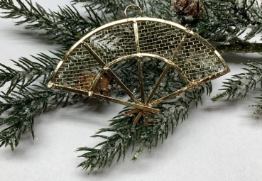 Dekoanhänger aus Metall-Gitter, Fächer gold